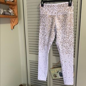 ZYIA Active Stylish White and Gold Leggings